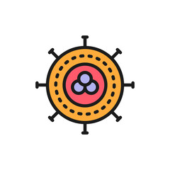Cancer cell, virus, infection, oncology flat color line icon.