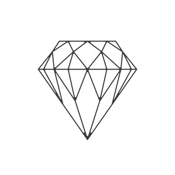 Diamond icon on a white background. Gemstone sign concept. Vector diamond outline icon, modern minimal flat design style, thin line vector illustration.