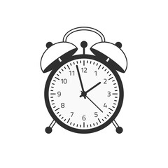 Illustration of alarm clock isolated on white background. Modern flat design style. Alarm Clock icon.