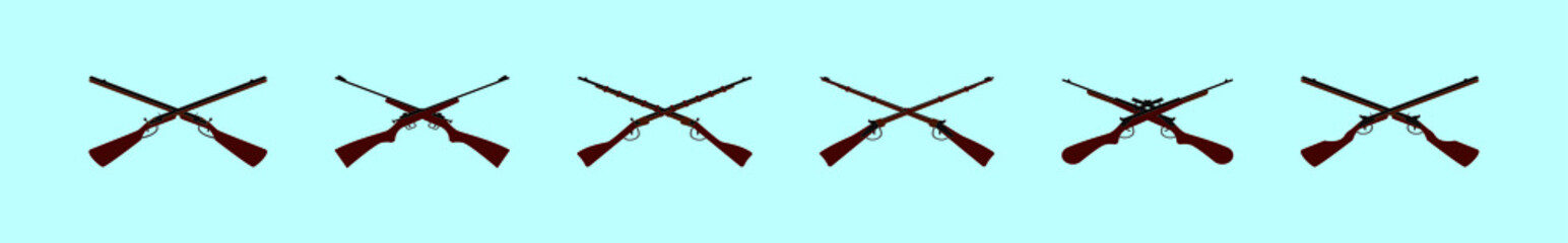 Fototapeta premium set of crossed guns cartoon icon design template with various models. vector illustration isolated on blue background