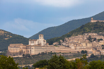 Fototapeta premium Panoramic view of Assisi old town, Province of Perugia, Umbria region, Italy