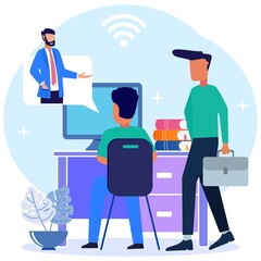 Illustration vector graphic cartoon character of online education