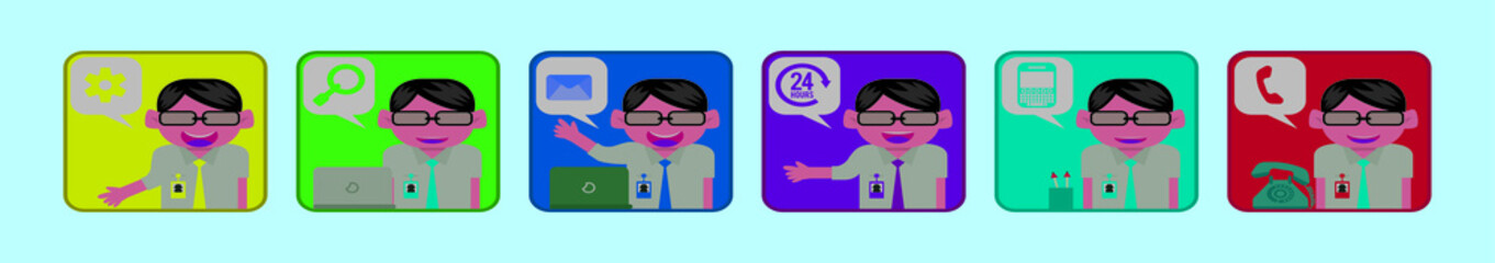 set of administration assistant cartoon icon design template with various models. vector illustration isolated on blue background