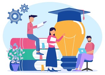 Illustration vector graphic cartoon character of online education