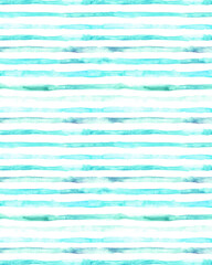 Hand drawn watercolor mint colorful washed stripes background