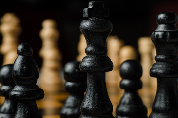 Chess pieces on the chessboard 