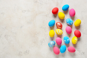 Beautiful Easter eggs on light background