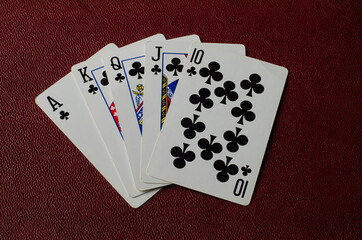 playing cards on red background