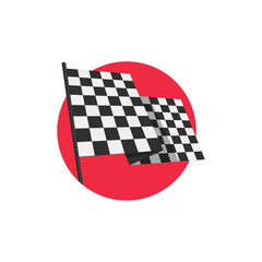 Checkered Finish Flag icon. Vector race flag isolated on a White Background. Rippled black and white crossed chequered banner.