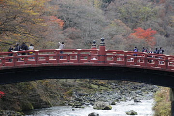Shinkyo Bridge at Nikko Japan during autumn