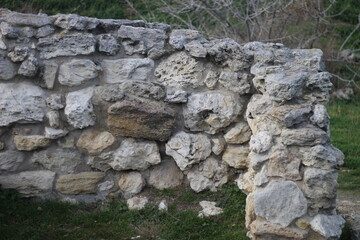 Ruins of an ancient Greek city by the sea. Chersonesos. The ancient city. Black Sea.