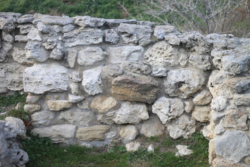 Ruins of an ancient Greek city by the sea. Chersonesos. The ancient city. Black Sea.