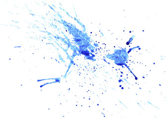 Hand drawm watercolor splash in light blue color