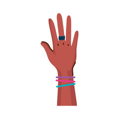 beautiful hand of afro woman with ring and bracelets vector illustration design