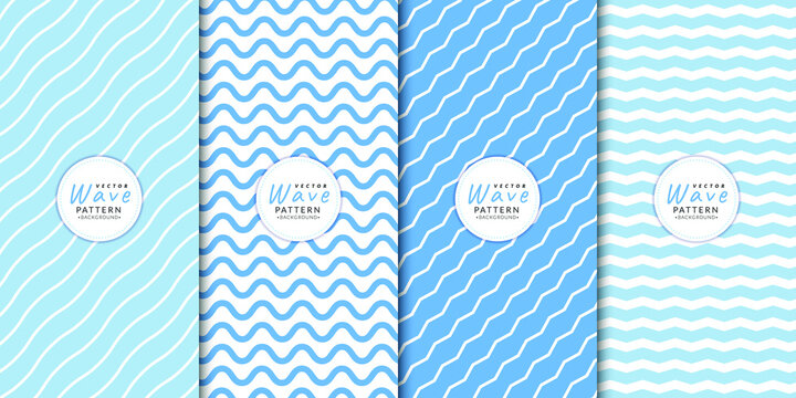 Set of wave patterns. Wave pattern blue wavy set. Vector wavy line  patterns. 
