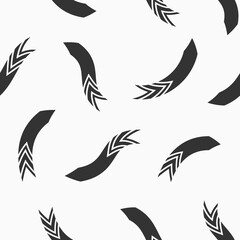 Seamless arrow pattern background. Smoothly randomly located curved arrows. Vector monochrome illustration.