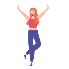 Fototapeta na wymiar cute happy young woman celebrating character vector illustration design