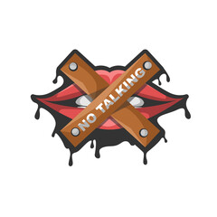 Design Vector Illustration Mouth Silenced