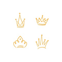 Hand drawn Crown vector collection. Doodle crowns vector illustration set. Royal head, King crown, Queen crown with various design.