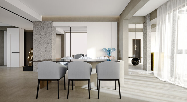 3d render of home dining room