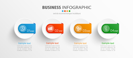 Naklejka premium Vector infographic template with icons and 4 options or steps. Infographics concept for business