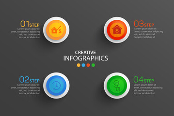 Vector infographic template with icons and 4 options or steps. Infographics concept for business