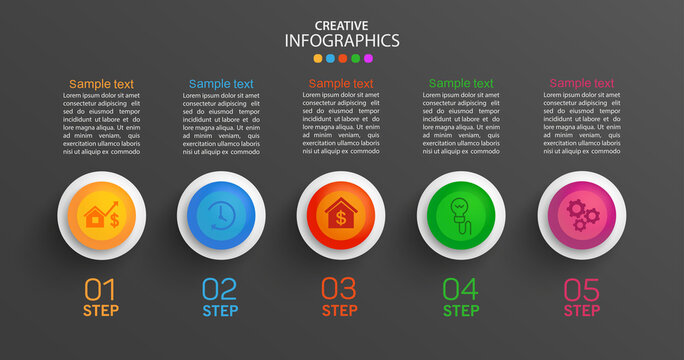 Modern vector  infographic template with 5 steps for business