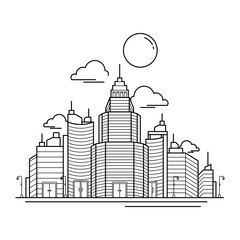 City Building Outline Design for Drawing Book Style eight