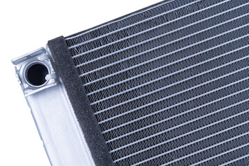 part of an aluminum car radiator close-up