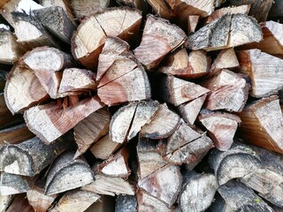Stacked firewood background 