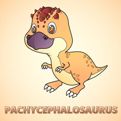 Pachycephalosaurus cartoon style.