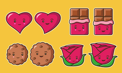 Heart chocolate cookies and rose