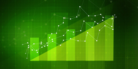 2d rendering Stock market online business concept. business Graph 
