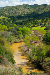 Fototapeta na wymiar Río Jándula, Parque Natural Sierra de Andújar, Jaen, Andalucía, España