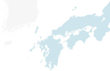青のドットマップ。 西日本と韓国。