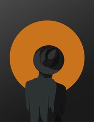 silhouette of a person with a hat