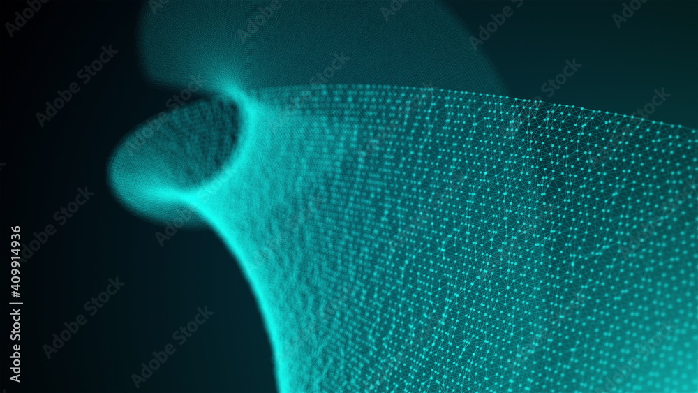 Aufkleber computer generated air mesh from connection of dots. 3d rendering of abstract complex background