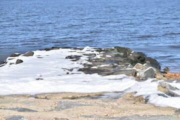 landscape with snow covered rocks