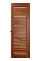 Modern brown wooden door isolated on white background