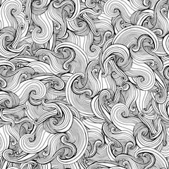 Abstract crazy curly psychedelic waves seamless pattern.
