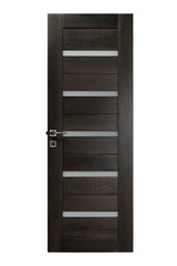 Modern brown wooden door isolated on white background