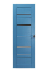 Modern blue wooden door isolated on white background