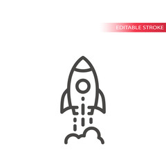 Rocket shuttle line vector icon. Startup business symbol, editable stroke.