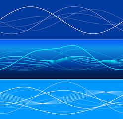 Design elements. Wave of many blue lines. Abstract wavy stripes on white background isolated. Creative line art. Vector illustration EPS 10. Colourful shiny waves with lines created using Blend Tool