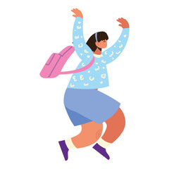 back to school, student running with bag cartoon