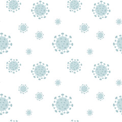 Seamless Pattern of Coronavirus Disease. Covid-19 virus background with disease cells. Vector illustration in cartoon flat style isolated on white background