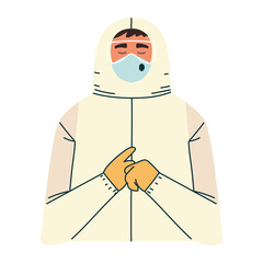 thank you, doctor professional with protective suit and mask