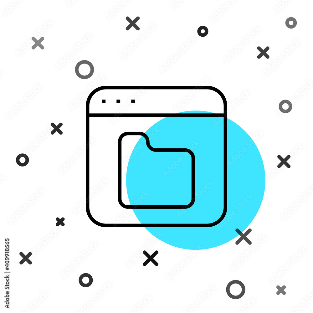 Poster black line browser files icon isolated on white background. random dynamic shapes. vector.