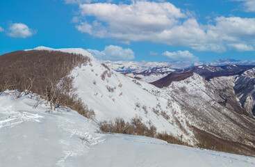 Mount Autore Livata (Subiaco, Italy) - The snow capped peaks mountains in the province of Roma, Lazio region, in Simbruini mounts. Here a beautiful white landscape.
