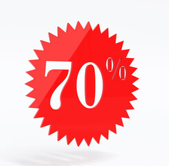 Sale 70 percent in red 3d rendering